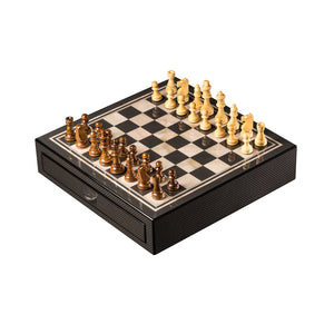 Bey-Berk Nolan Carbon Fiber & Mother of Pearl Design Chess Set