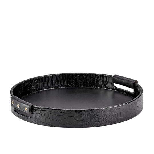 Graphic Image Round Leather Tray
